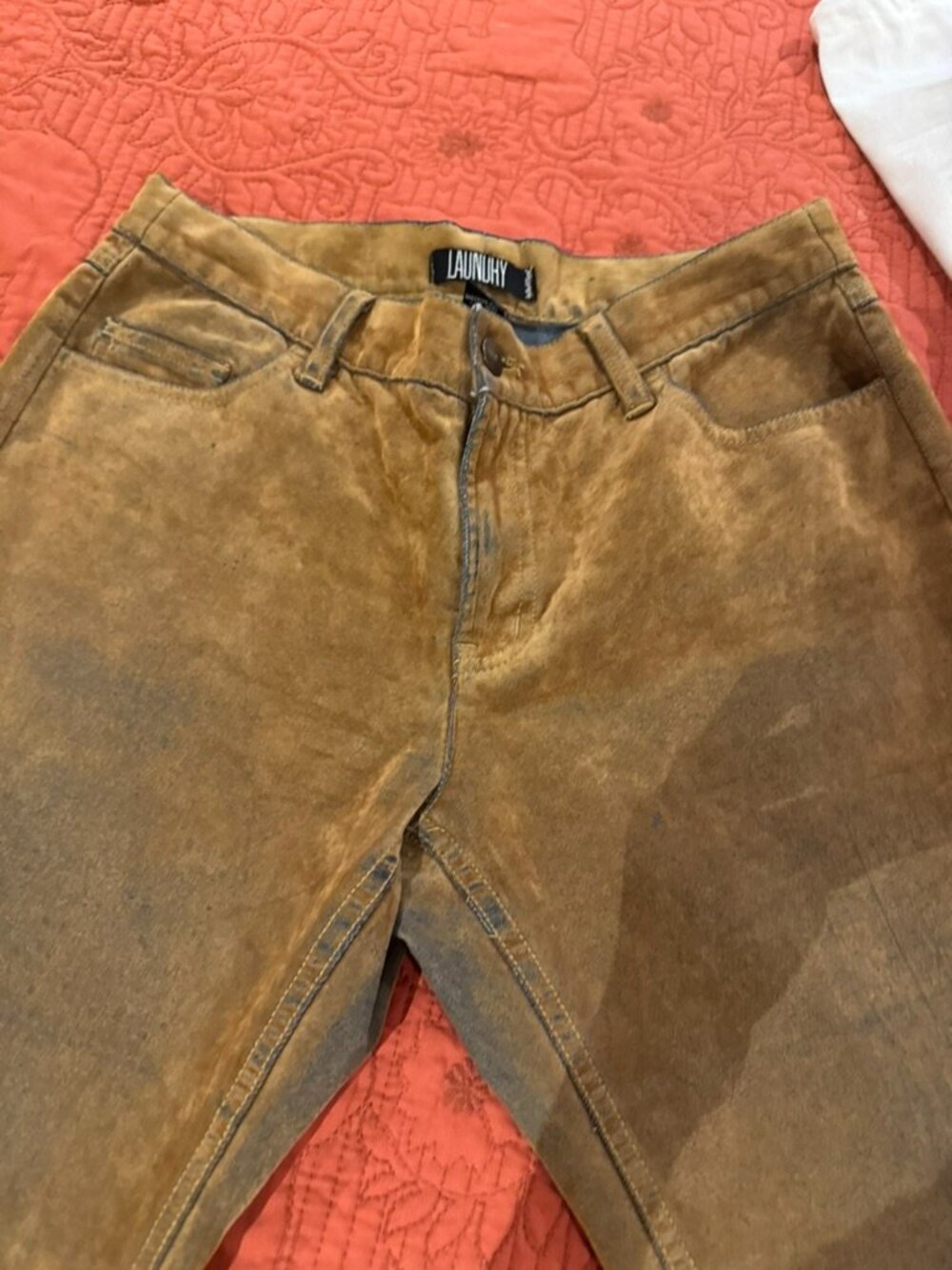 RARE Laundry by Shelli Segal Knockout Velvet Denim Jeans Brown Y2K Vintage